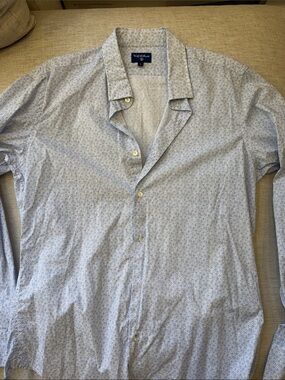 St. Barth's Light Blue Printed Casual Button-Down Shirt